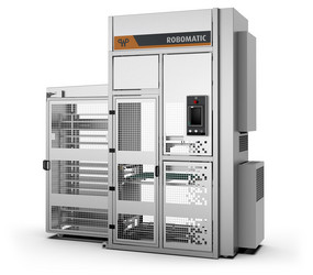 Blechladeroboter ROBOMATIC für Brötchenanlagen Beladeroboter vor einer Brötchenanlage
